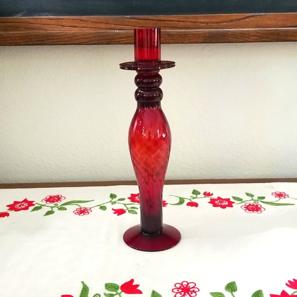Vintage ruby red candlestick